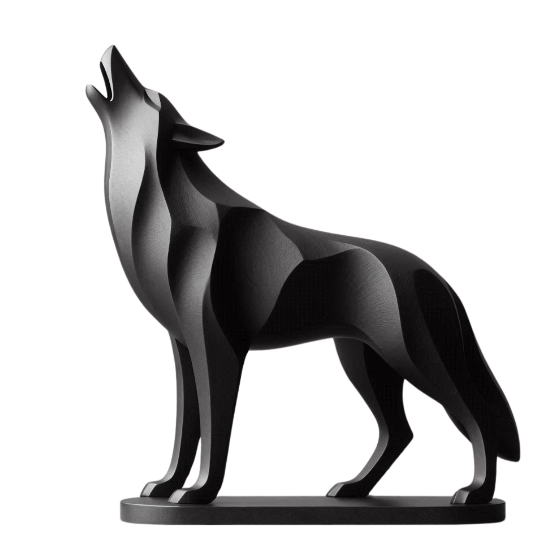 Minimalistische Wolfsfigur „Standing“ – Skulptur