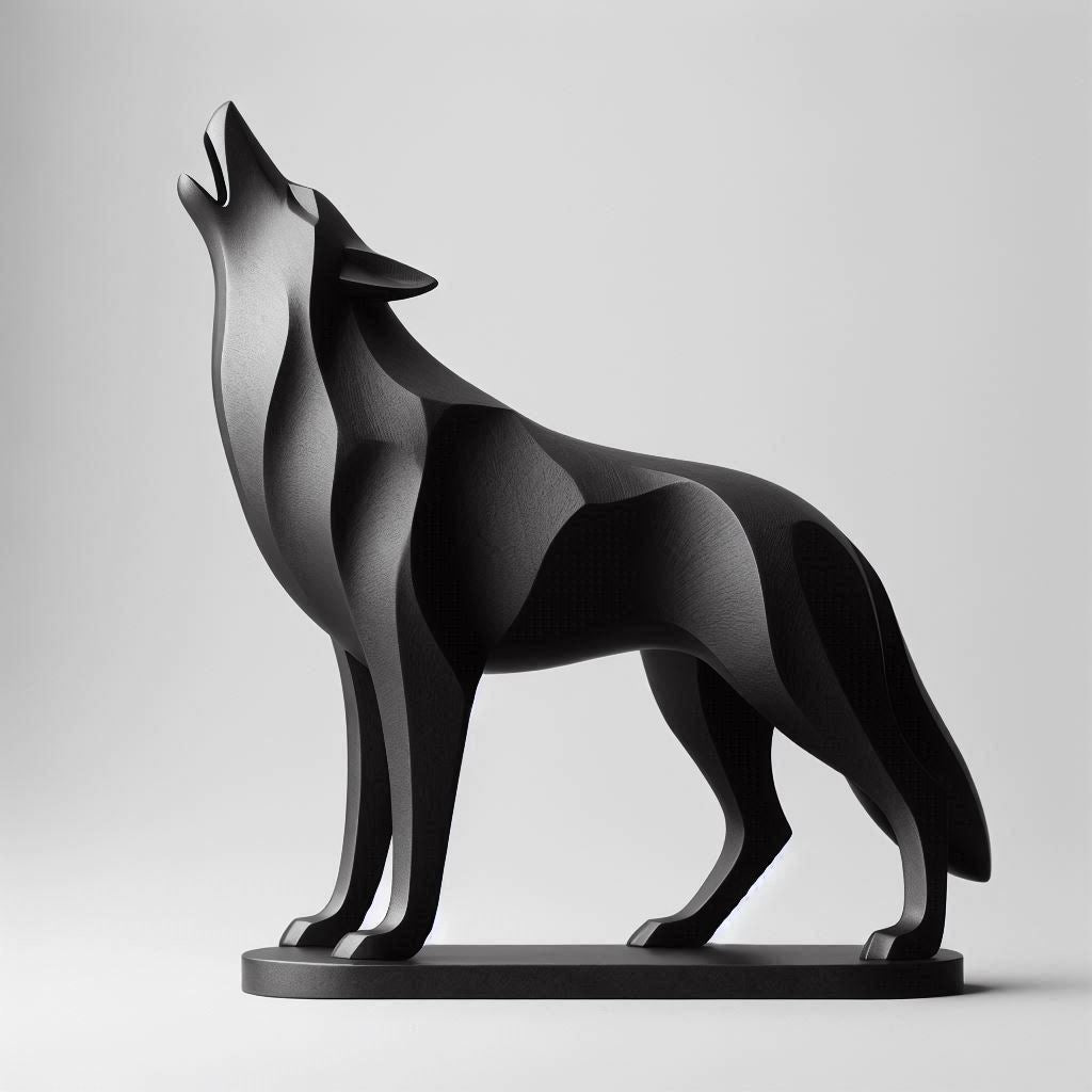 Minimalistische Wolfsfigur „Standing“ – Skulptur