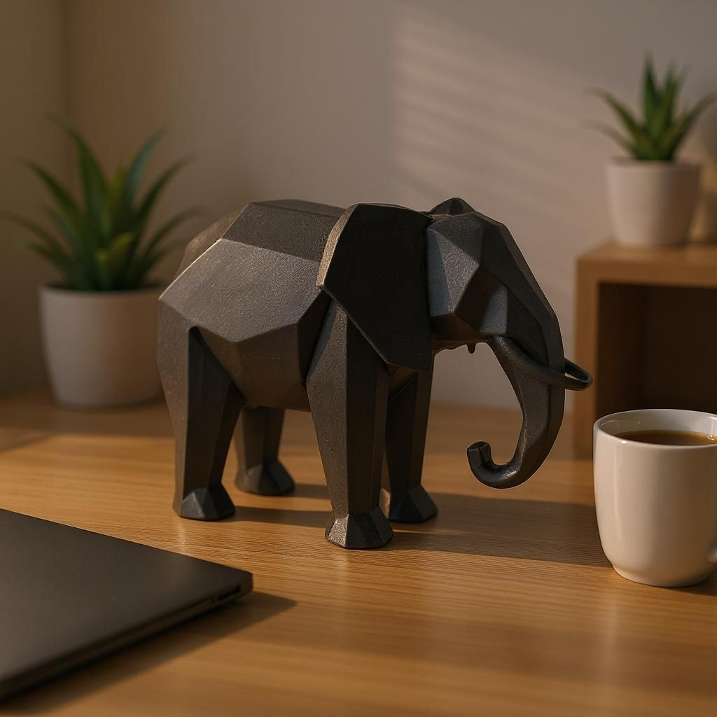 Minimalistische Elefanten Figur „Low Poly Elephant“ – Skulptur