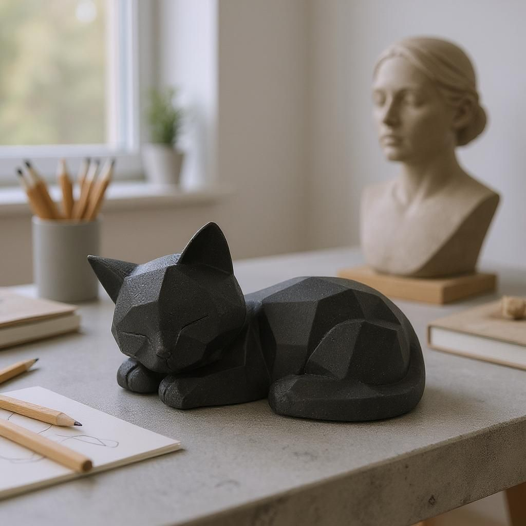 Katzen Figur „Sleeping Kitten“ – Skulptur