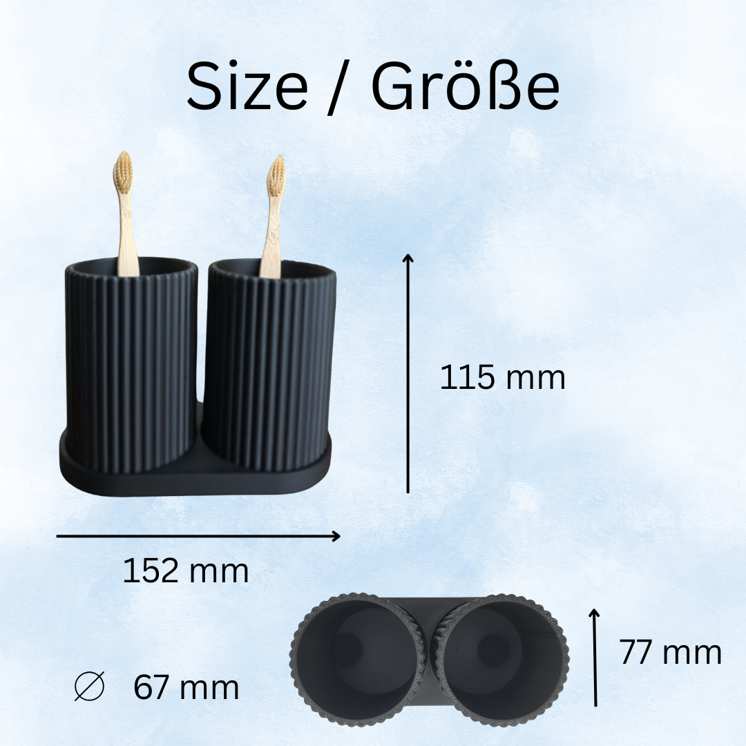 Gerippter Doppel Zahnbürstenhalter Set – Ordnung trifft Design