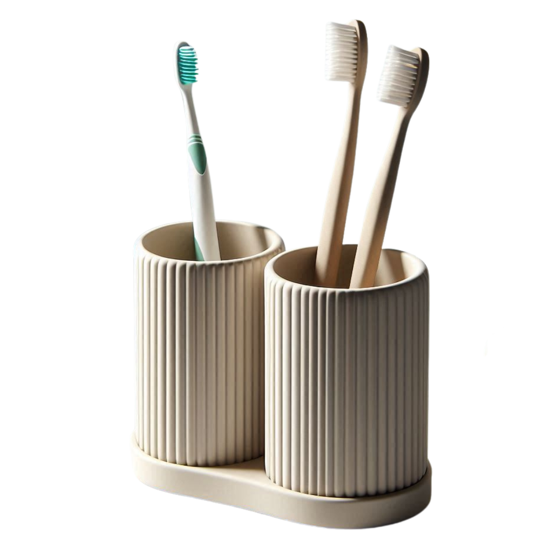 Gerippter Doppel Zahnbürstenhalter Set – Ordnung trifft Design