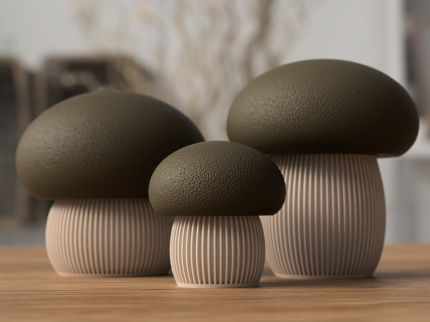Japandi Pilz Dekoration 3er Set (Behälter) – Minimalistische Natürlichkeit