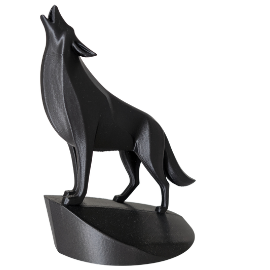 Minimalistische Wolfsfigur „Standing on the Rock“  – Skulptur