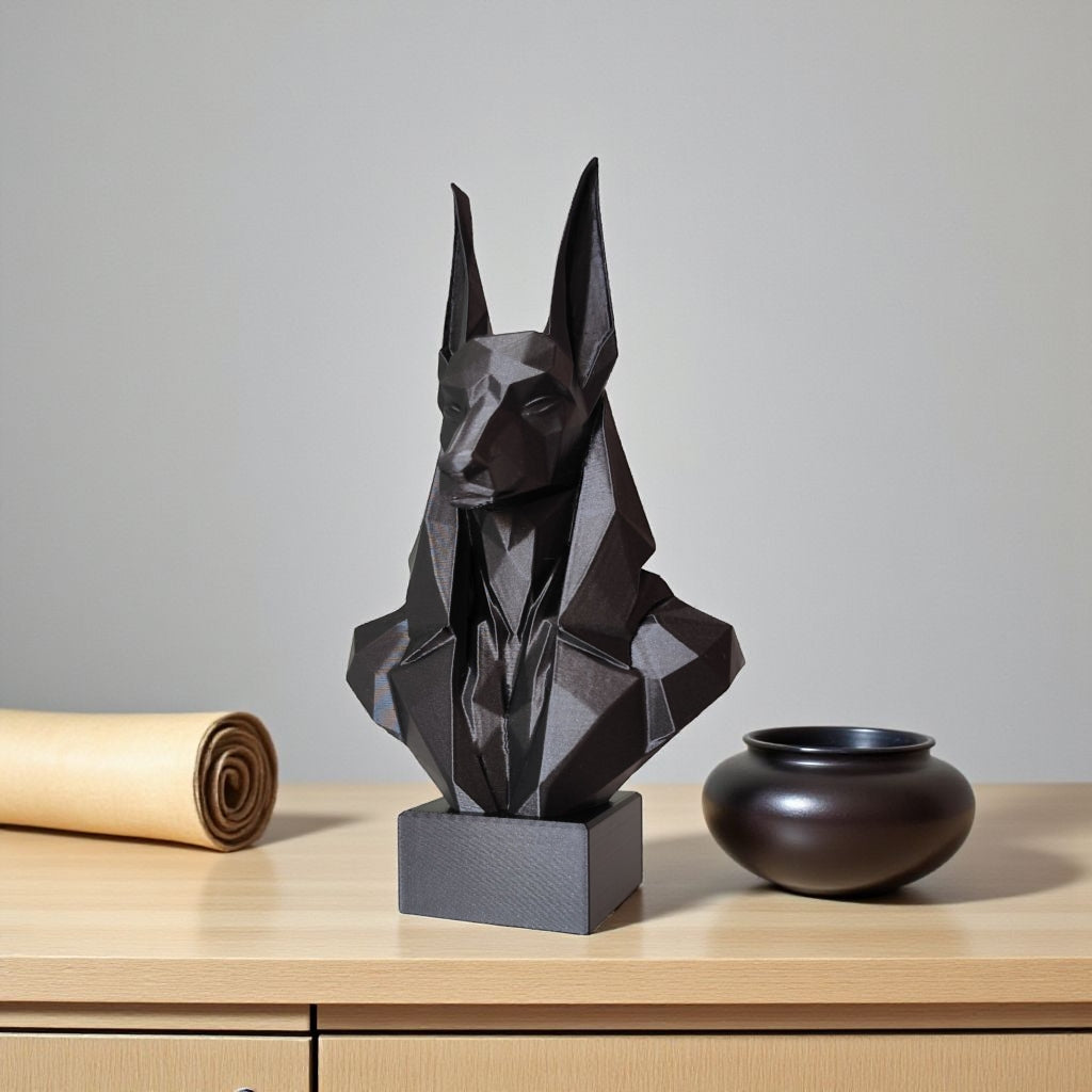 Low Poly Anubis Büste – Mystik trifft Minimalismus   – Skulptur