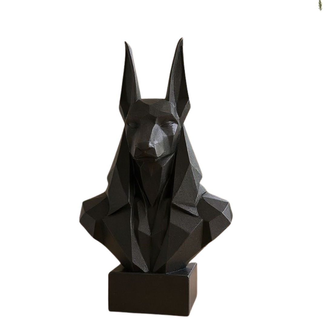 Low Poly Anubis Büste – Mystik trifft Minimalismus   – Skulptur