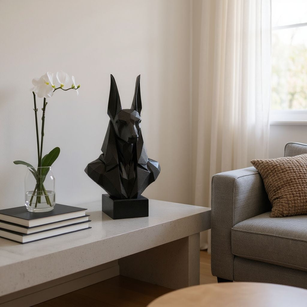 Low Poly Anubis Büste – Mystik trifft Minimalismus   – Skulptur