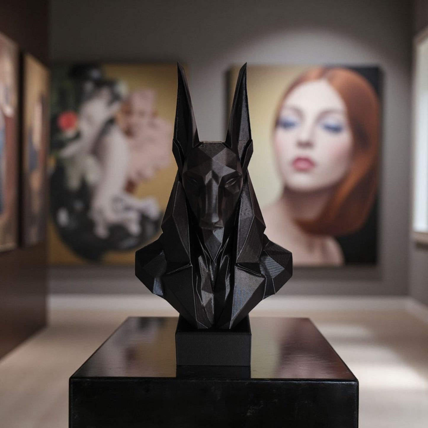 Low Poly Anubis Büste – Mystik trifft Minimalismus   – Skulptur