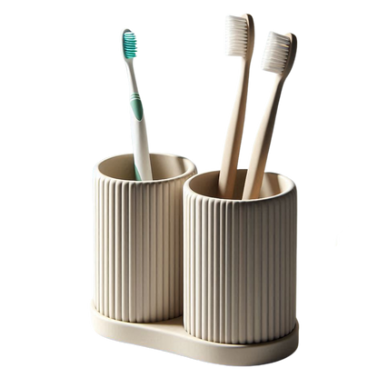 Gerippter Doppel Zahnbürstenhalter Set – Ordnung trifft Design