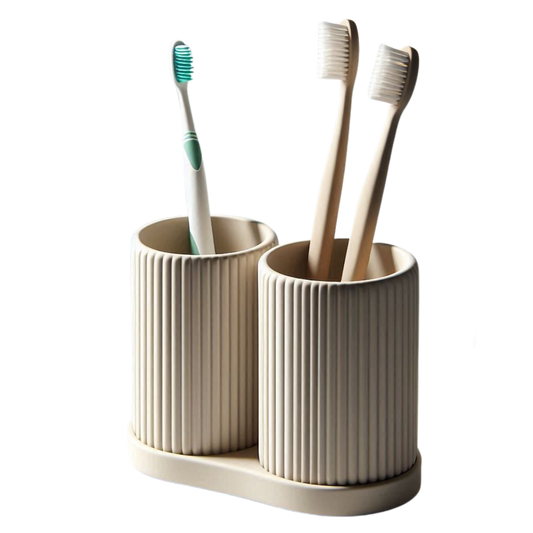 Gerippter Doppel Zahnbürstenhalter Set – Ordnung trifft Design